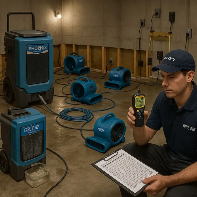 Structural Drying and Dehumidification process in De Witt County, IL